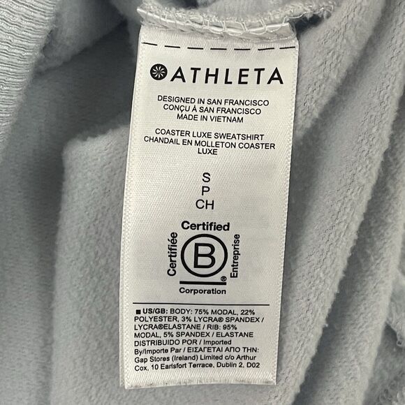 Athleta Coaster Luxe Sweatshirt Womens Small Blue Relaxed Fit Pullover 870422 - Picture 9 of 13